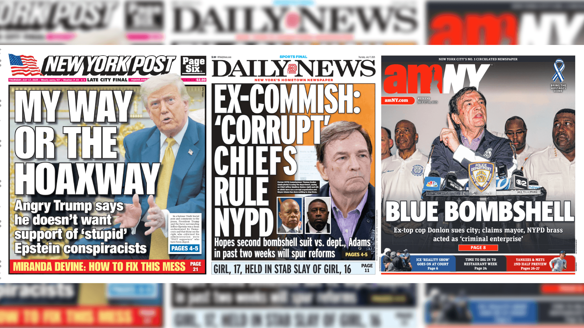 Front Pages for July 17th, 2025