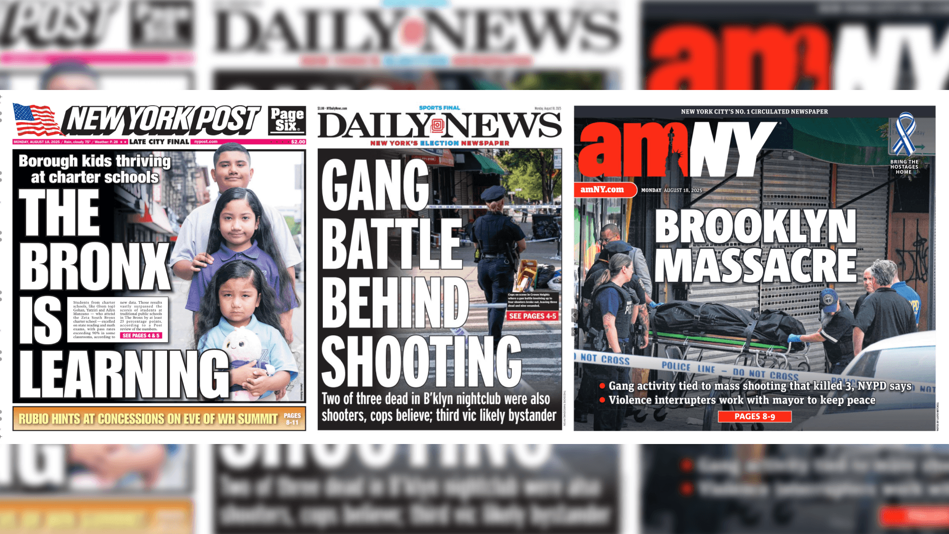 Front Pages for August 18th, 2025